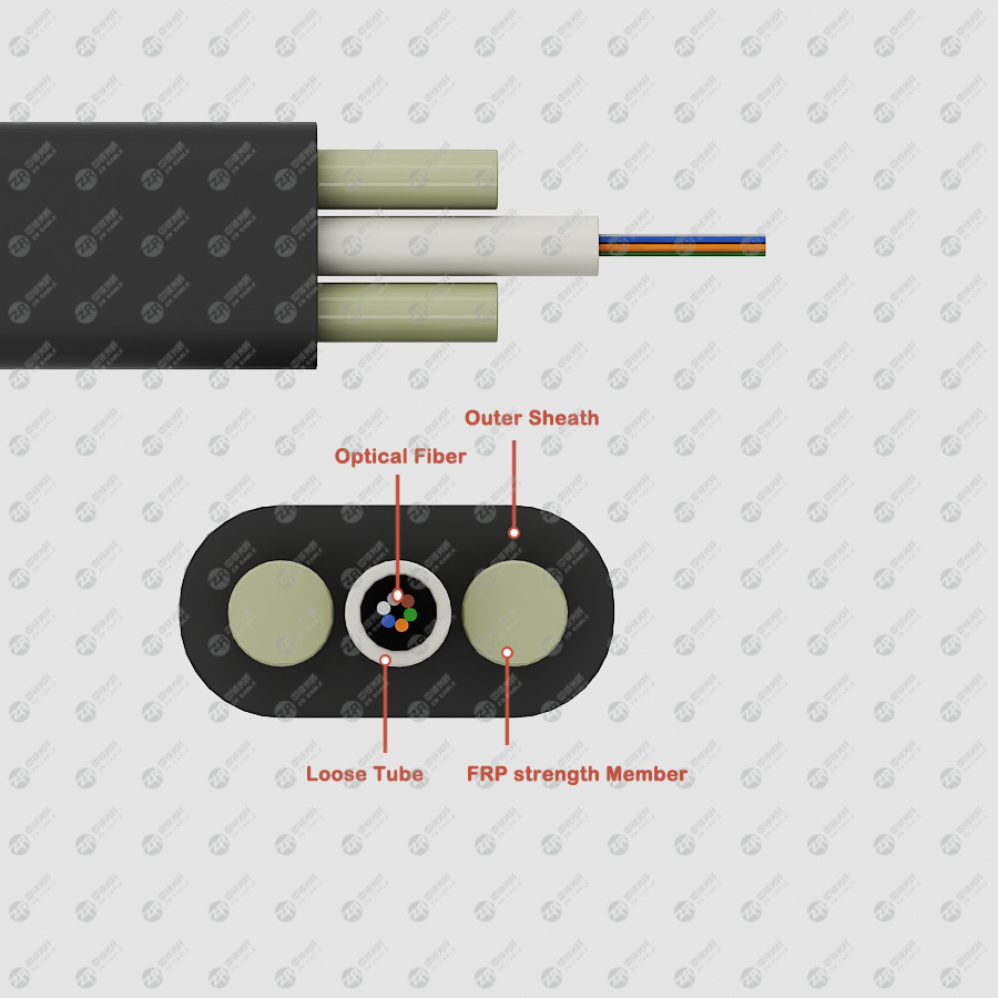 outdoor aerial flat fiber cable
